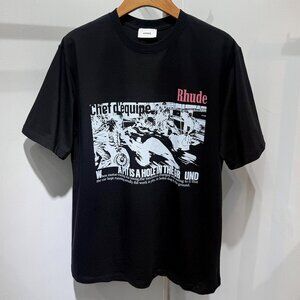 Rhude Cotton Champions du Monde Black T-Shirt